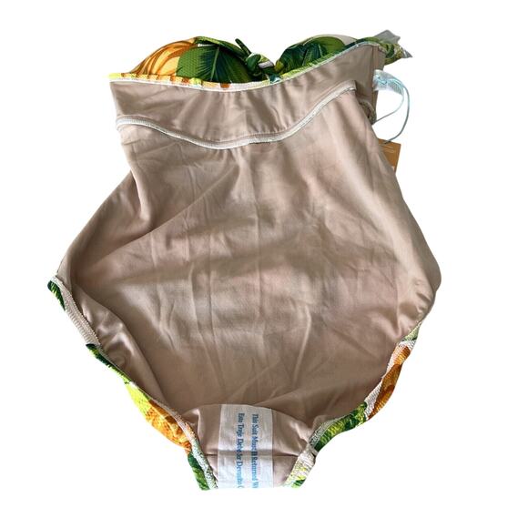 Kona Sol Womens M (8/10) Tropical Pique Bandeau Full Coverage One Piece Swimsuit - Picture 8 of 11